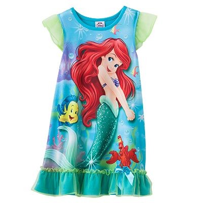 Disney Princess Little Mermaid Nightgown Nightshirt Pajamas Toddler 2T ...