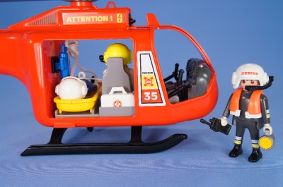 PLAYMOBIL RESCUE HELICOPTER WITH BOAT A DEEP SEA DIVER AND AN ...