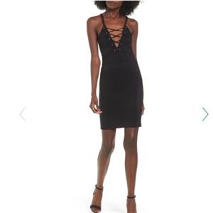 Leith Nordstrom Lace Up Front Bodycon Dress Sleeveless Black Size Small Ebay Free shipping & returns available. ebay