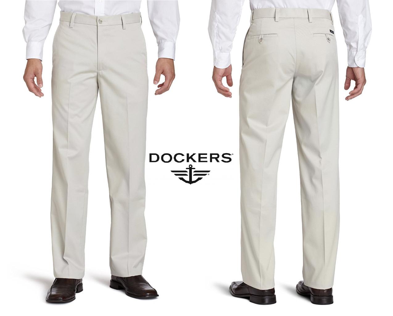 Dockers Men's Pants Slim Fit Signature Khaki Flat Front D1 Dress Pant ...