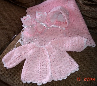 Hand Crocheted BABY SWEATER SET -any color or size- NEW | eBay