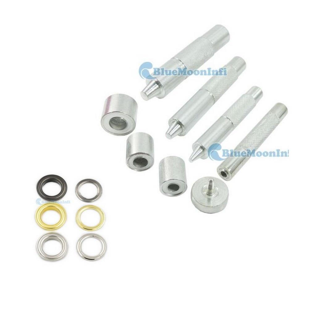 100 Sets Gold Grommets Eyelets 1//2 12mm One Tool For Clothes Self Backing