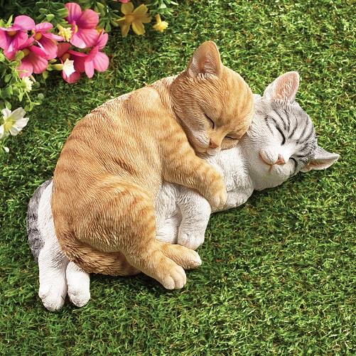 Details About Cute Sleeping Tabby Kitty Cats Garden Yard Statue Lawn Ornament Home Figurine
