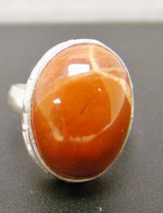 925 STERLING SILVER ARTISAN RING SZ 8.25 TERRA COTTA COLOR OVAL NATURAL ...