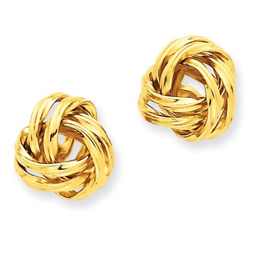 NEW 14K YELLOW GOLD POLISHED DOUBLE TWISTED LOVE KNOT EARRINGS POST ...