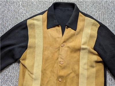 50s glengarryロカビリーvintageジャガードニット vintage 1950s sweater CARDIGAN rockabilly L wool suede RICKY