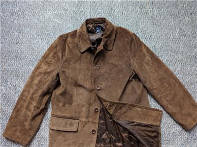 J CREW brown SUEDE leather L car coat SUEDE brown cowhide 46 | eBay