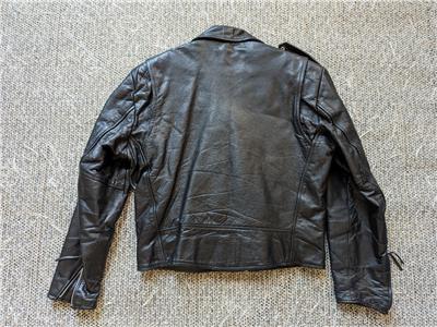 vintage 1990s jacket WILSONS motorcycle jacket L black 44 belted