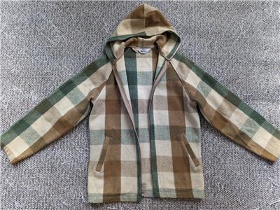 vintage WOOLRICH full zip HOODED jacket S buffalo plaid WOOL