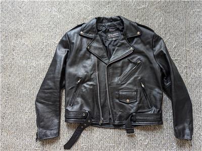 vintage 1990s black WILSONS motorcycle jacket XL belted 46 punk
