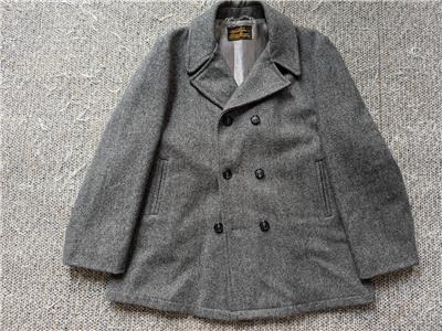 vintage USA made EDDIE BAUER salt & pepper PEACOAT wool jacket 44