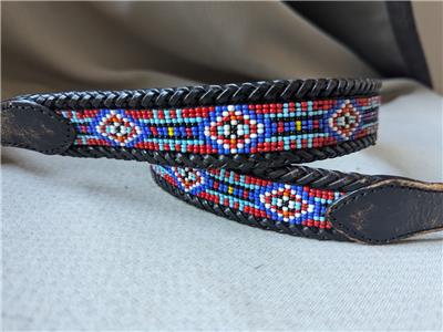 vintage BEADED buckle belt NATIVE AMERICAN western 30  display picture 1