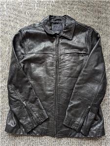 BANANA REPUBLIC leather jacket XL black cowhide MOTORCYCLE biker