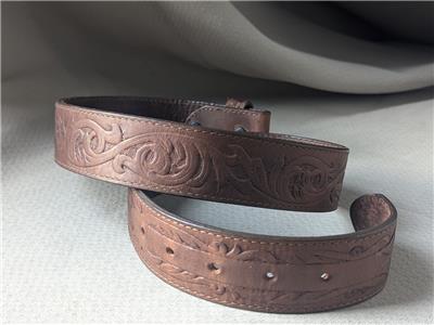 vintage USA made TONY LAMA buckle belt 30 cowhide leather  display picture 3