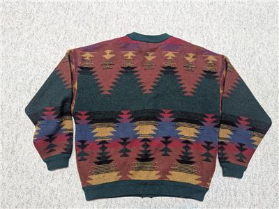 vintage 1990s thick wool INDIAN PRINT native american XL sweater