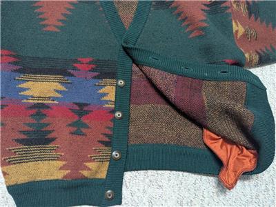 vintage 1990s thick wool INDIAN PRINT native american XL sweater