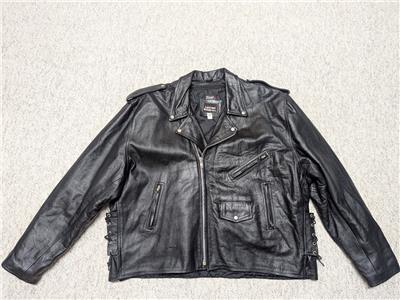 vintage 1990s leather jacket 62 motorcycle 4XL black BIKER