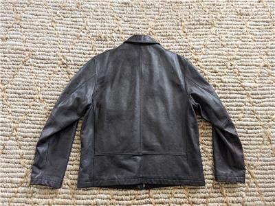 vintage EDDIE BAUER leather jacket L black MOTO supple