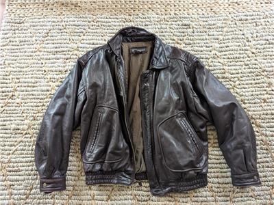 vintage BANANA REPUBLIC leather jacket XL bomber 1980s brown
