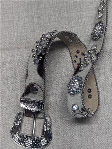 NWT Western Rhinestone Belt Silver Bling Y2K Cowgirl Rodeo Studded Buckle L XL Vintage Silver Studded Silver Belt Western Maximalist Belt  main image 2
