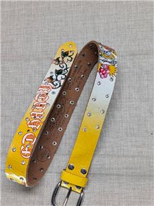 Ed Hardy Y2K Reversible Rhinestone Studded Leather Belt Ed hardy tattoo leather - Gem main image 2
