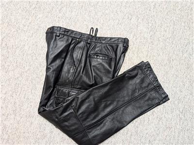 vintage 1990s pants WILSONS leather 36x34 black BAGGY cargo SKATE