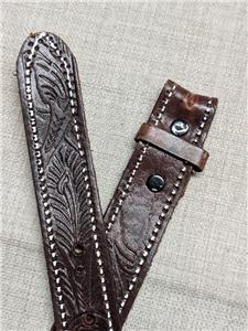 vintage TOOLED buckle belt WESTERN handcrafted 34 cowhide  display picture 1