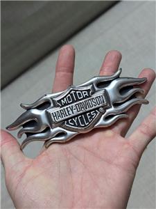 vintage Y2K belt buckle HARLEY DAVIDSON motorcycle FLAMES  display picture 1