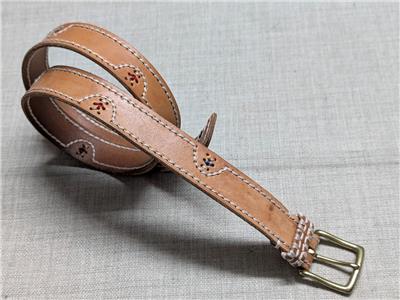 LL BEAN signature STITCHED leather belt 32 brown COWHIDE | eBay display picture 2