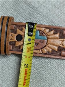 vintage TOOLED buckle belt NATIVE AMERICAN handcrafted 32 