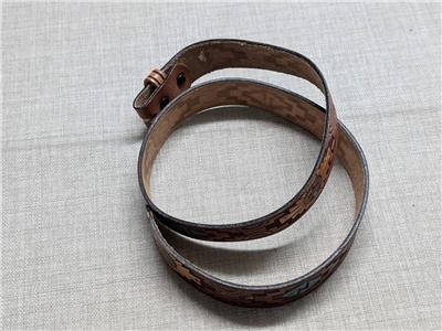 Vintage TOOLED Buckle Belt NATIVE AMERICAN Handcrafted 32 Cowhide Leather AZTEC vintage TOOLED buckle belt NATIVE AMERICAN handcrafted 32  main image 3