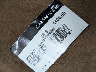 げん NOS vintage JONES NEW YORK overcoat 38 golden brown CASHMERE wool