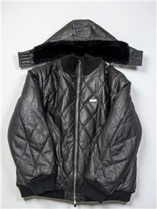 vintage Y2K jacket ECKO UNLTD leather bomber 2XL black SHERPA