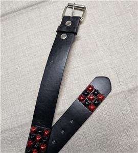 Y2K vintage 1990s buckle belt STUDDED black red 42 skate punk HOT