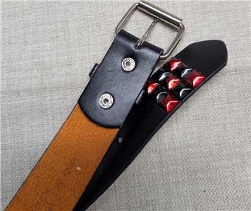 Y2K vintage 1990s buckle belt STUDDED black red 42 skate punk HOT
