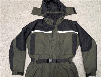 CABELAS snowsuit 1PC insulated L green black HOODED ski snowboard