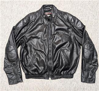 1980s-90s vintage USA made BROOKS motorcycle jacket 46 black