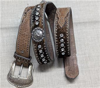 Nocona Western Rhinestone Studded Leather Belt Silver Bling Cowgirl Buckle Y2K CaySep Women Men Rhinestone Belt Western Cowgirl Cowboy  main image 4