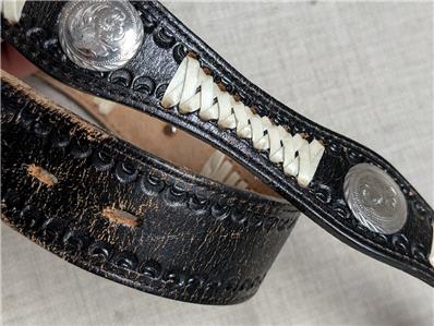 vintage USA made CONCHO buckle belt 32 black WESTERN  display picture 3