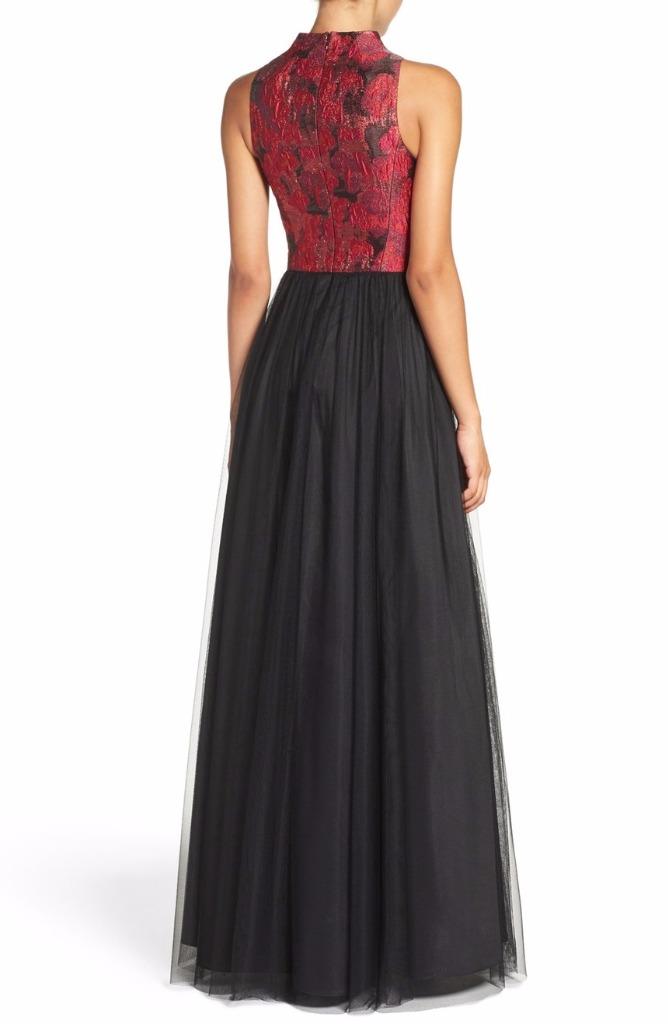 aidan mattox floral jacquard gown