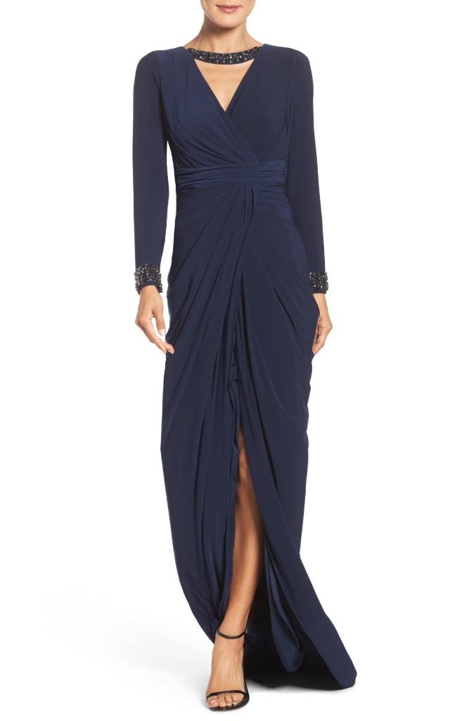 jersey gown with sleeves