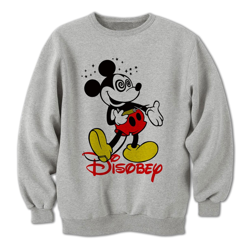 Mickey Mouse Sweatshirt Funny Drugs Disobey Swearing Classic Cartoon ...