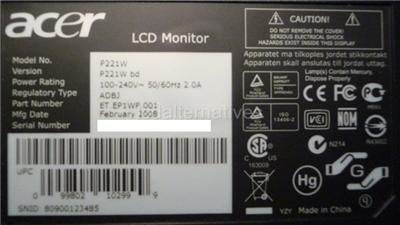 Repair Kit, Acer P221W, LCD Monitor, Capacitors, Not the Entire Board