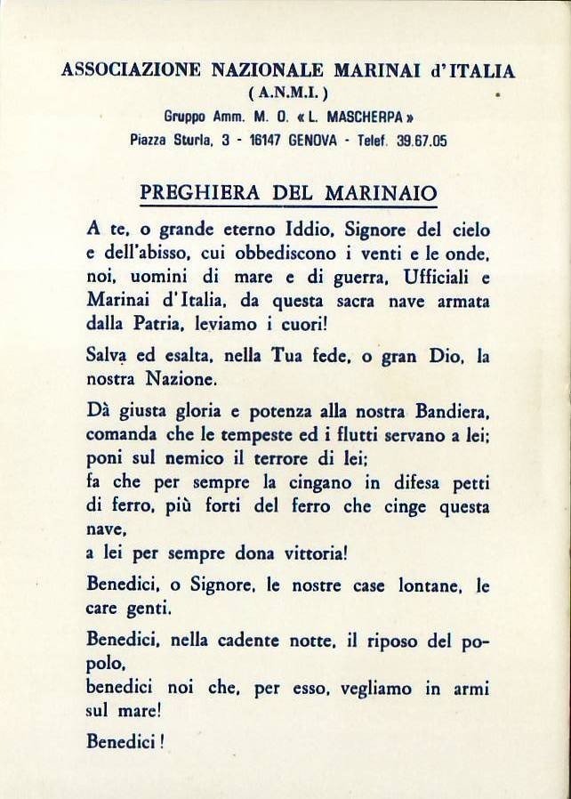 4833) PREGHIERA DEL MARINAIO, ANMI GENOVA. eBay