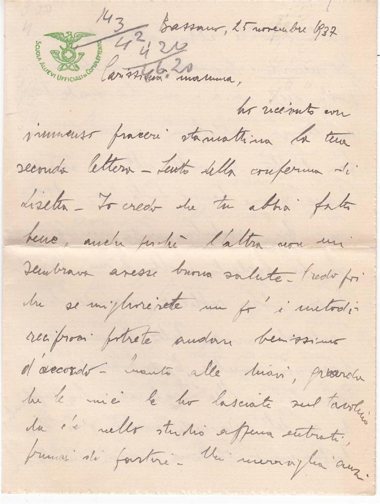 Z481) BASSANO (VICENZA) CARTA DA LETTERA SCUOLA ALLIEVI UFFICIALI DI ...