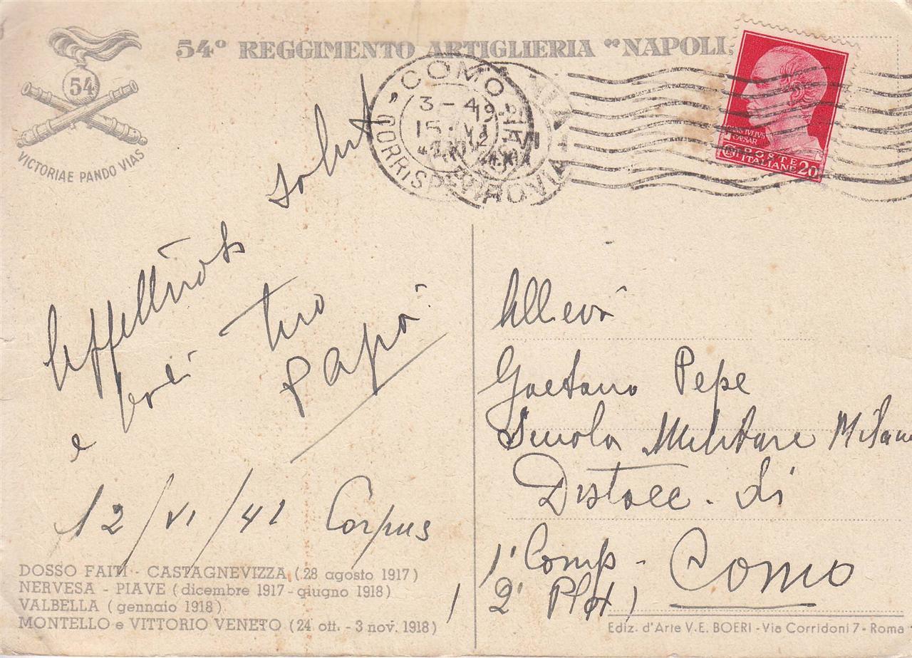 A9411 Caltanissetta 54 Reggimento Artiglieria Napoli Sul Piave Nella Ww1 Vg Ebay