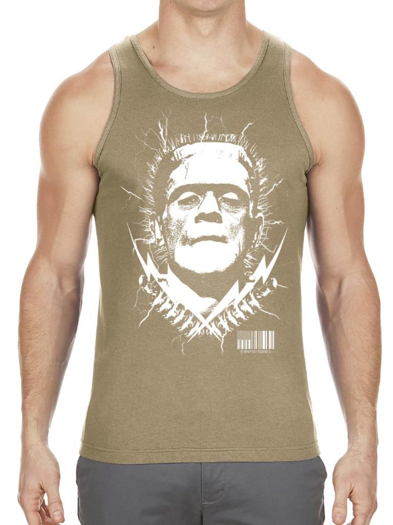 Men's Printed Frankenstein Movie Thunder Halloween Skeleton Funny MMA Tank Top - Picture 18 of 18