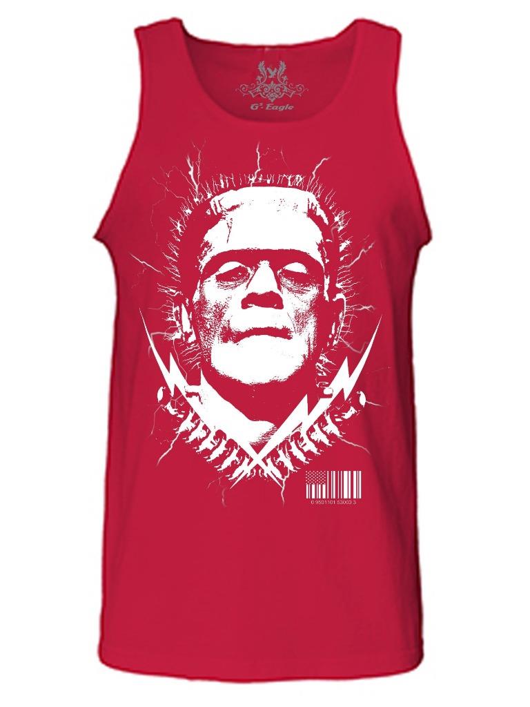 Men's Printed Frankenstein Movie Thunder Halloween Skeleton Funny MMA Tank Top - Picture 16 of 18