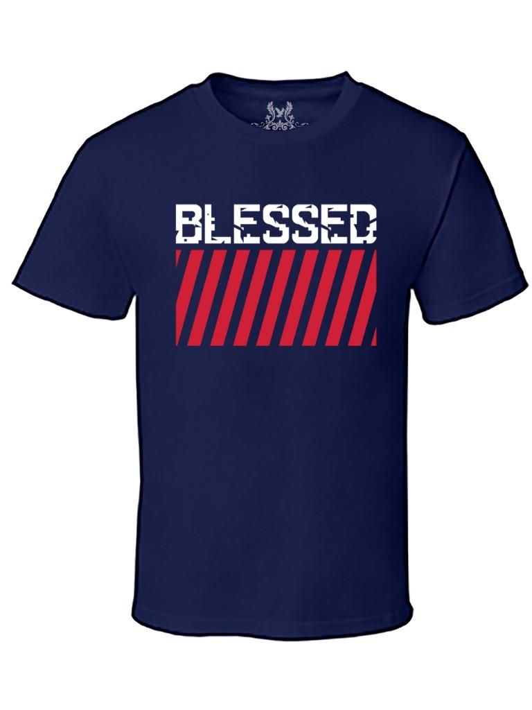 Men's Blessed USA Flag GOD Love America Graphic Hipster MMA Funny Tee T-Shirt - Picture 15 of 21