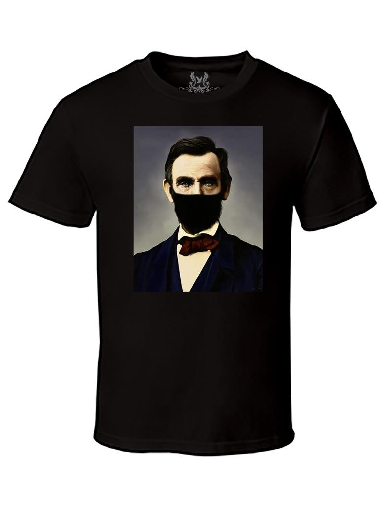 NW MEN'S PRINTED ABRAHAM LINCOLN MASK HUMOR MMA HIPSTER MMA FUNNY TEE T-SHIRTS - Picture 8 of 14